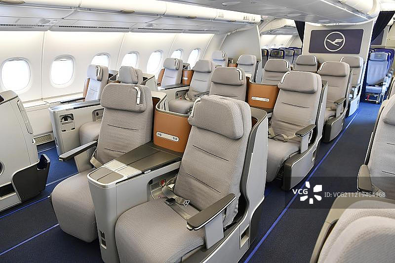 商务舱，上层，客舱，空客A380-800，汉莎航空图片素材