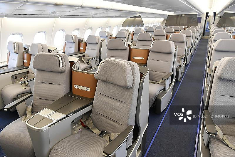 商务舱，上层，客舱，空客A380-800，汉莎航空图片素材