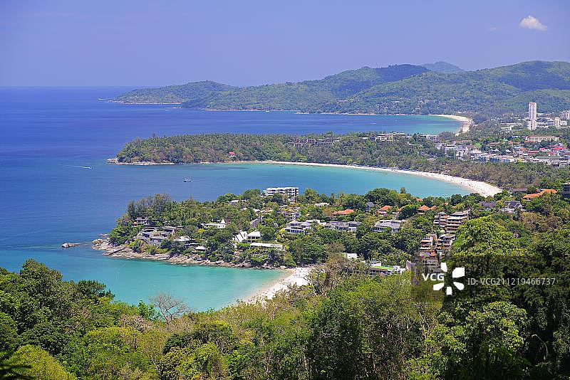 泰国普吉岛卡伦观景点，卡伦海滩和芭东海滩风光，亚洲图片素材