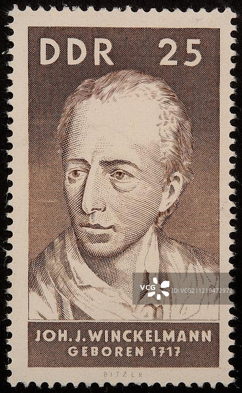 约翰·约阿希姆·温克尔曼：德国艺术史学家和考古学家，东德邮票上的肖像图片素材