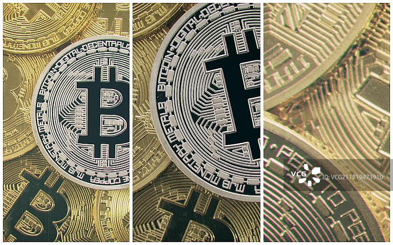 股市动荡数字货币比特币金银币象征图图片素材