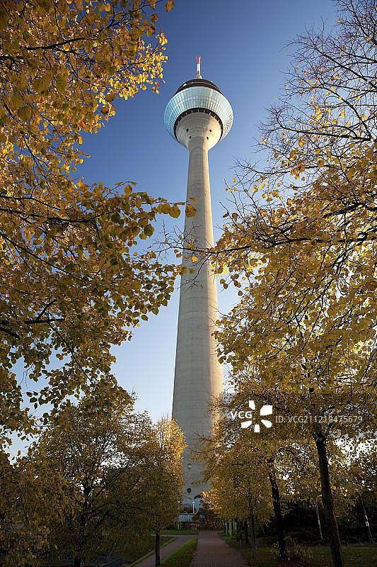 秋季的莱茵塔，位于德国北莱茵-威斯特法伦州杜塞尔多夫图片素材