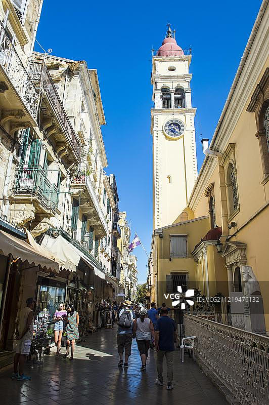 希腊爱奥尼亚群岛科孚岛古镇风光图片素材