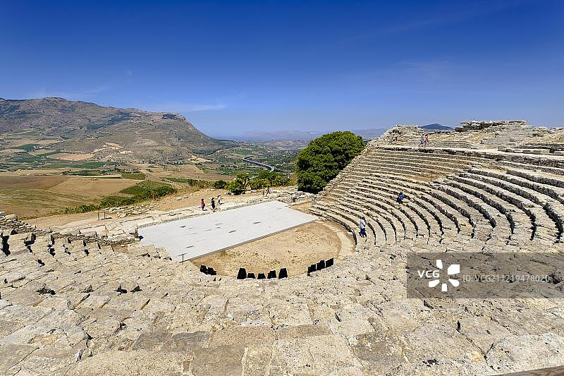 意大利西西里岛特拉帕尼锡格斯塔希腊神庙剧院图片素材