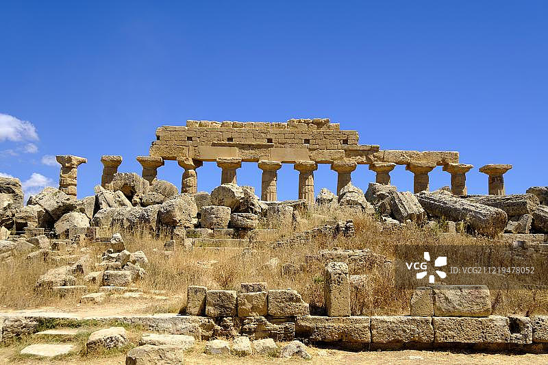 意大利西西里岛特拉帕尼省塞利农特考古遗址阿波罗神庙C寺庙遗址图片素材