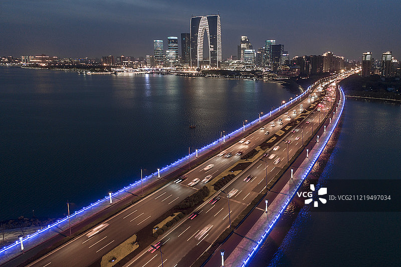 苏州 金鸡湖大桥 航拍图片素材