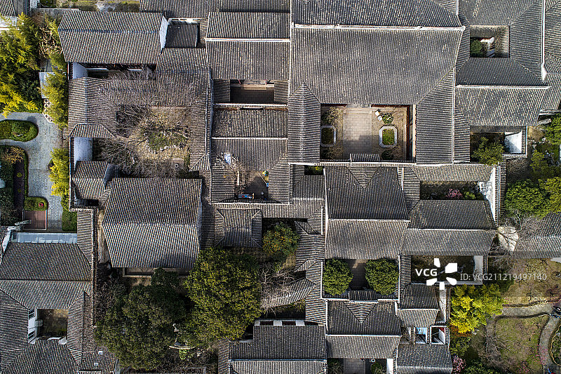 苏州园林 耦园 航拍图片素材