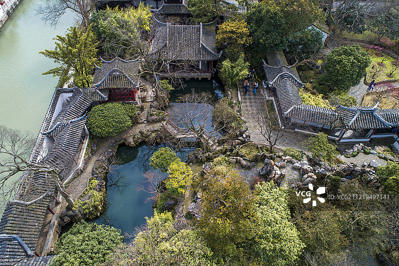 苏州园林 耦园 航拍图片素材
