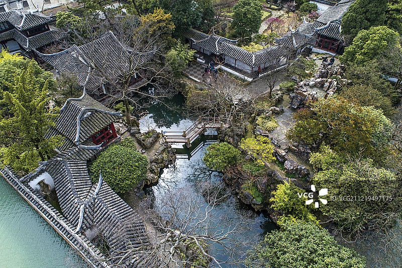 苏州园林 耦园 航拍图片素材