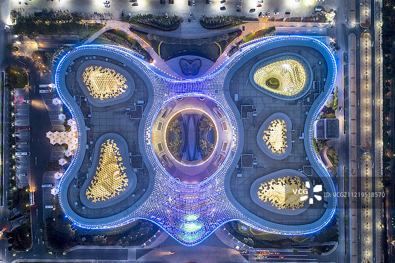 三亚国际免税城 夜景 航拍图片素材