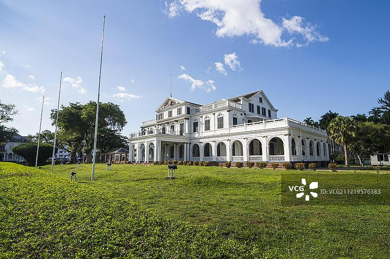 总统府，联合国教科文组织世界遗产，帕拉马里博，苏里南，南美洲图片素材