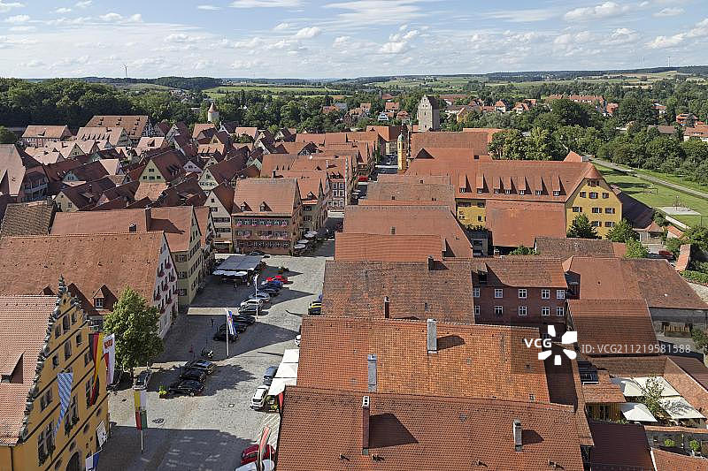从大教堂塔楼看到的历史中心景色，德国巴伐利亚图片素材