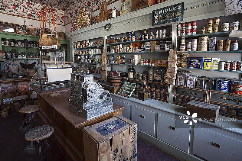 老商店，弗吉尼亚城，前金矿小镇，美国蒙大拿州图片素材