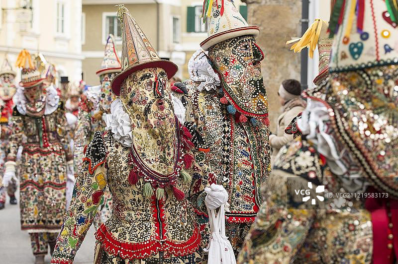 奥赛弗林瑟尔化装舞会，面具和帽子，奥地利施蒂利亚州巴德奥赛图片素材