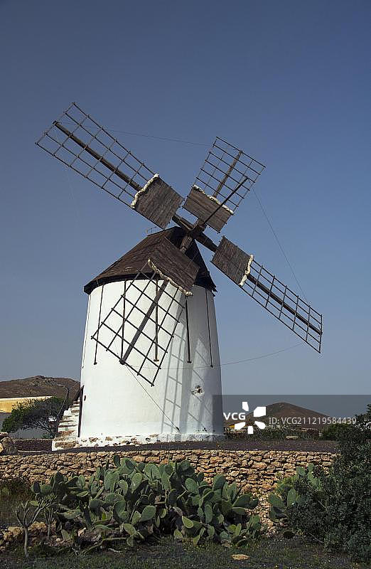 帕哈拉风车，富埃特文图拉岛，加那利群岛，西班牙，欧洲图片素材