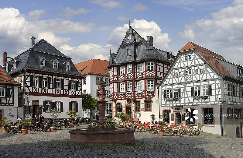 德国黑森州海ppen海姆老城市场广场图片素材