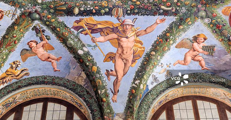 朱利奥·罗马诺法尔内西纳别墅墨丘利壁画图片素材