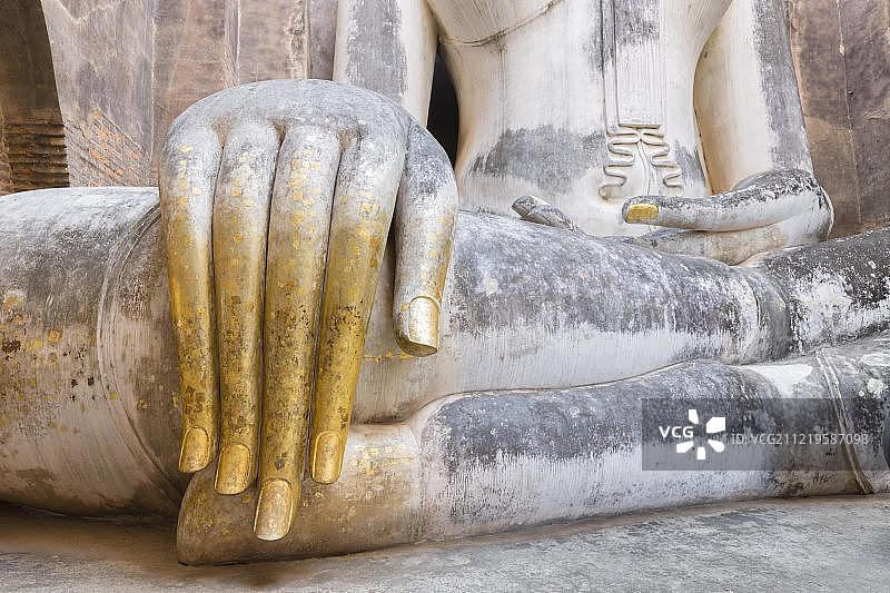 泰国素可泰府西春寺，阿迦纳佛的镀金手，亚洲图片素材
