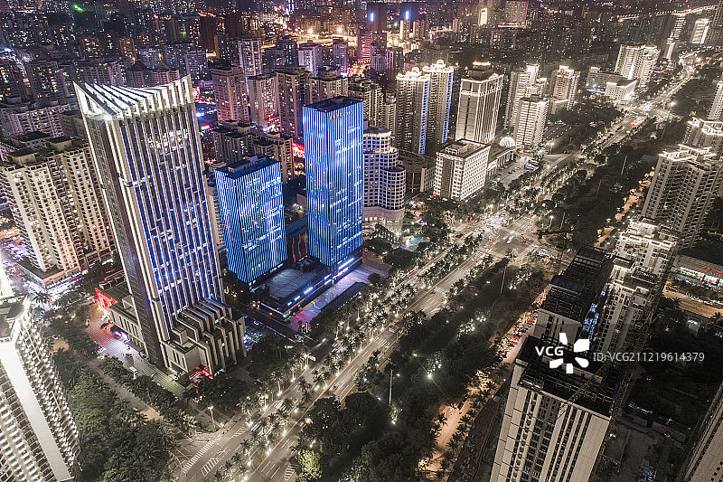 海口市 滨海大道 城市景观  航拍图片素材