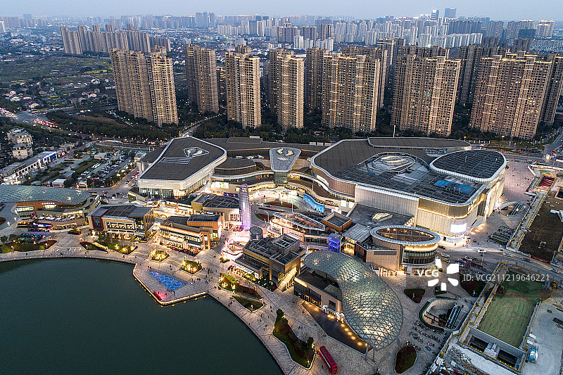 无锡 蠡湖 万象城 夜景 航拍图片素材