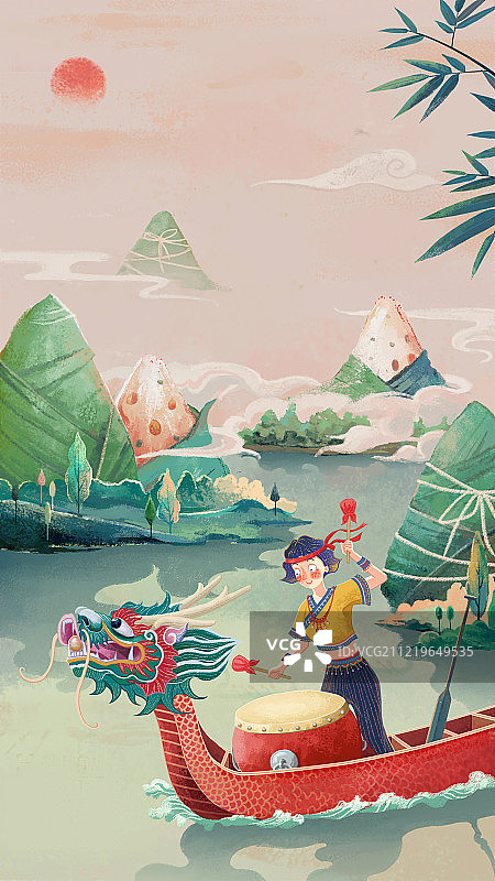 端午节复古插画图片素材