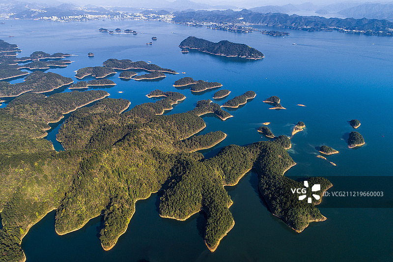浙江 杭州 淳安县 千岛湖 航拍图片素材