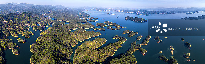 浙江 杭州 淳安县 千岛湖 全景航拍图片素材