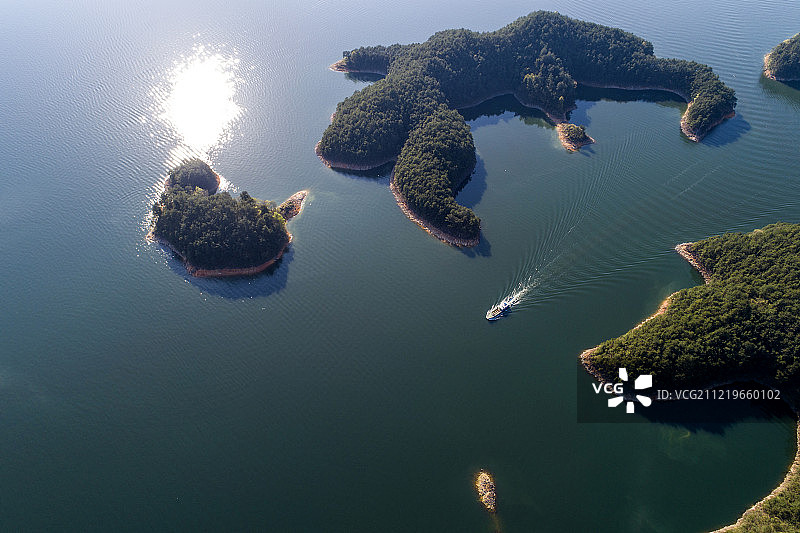 浙江 杭州 淳安县 千岛湖 航拍图片素材