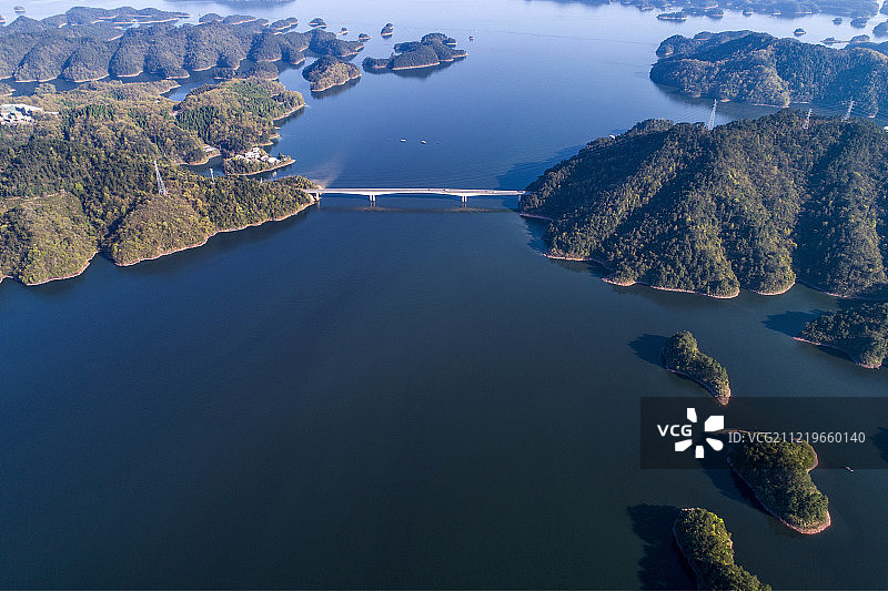 浙江 杭州 淳安县 千岛湖 航拍图片素材