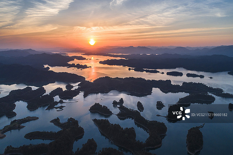 浙江 杭州 淳安县 千岛湖 航拍图片素材