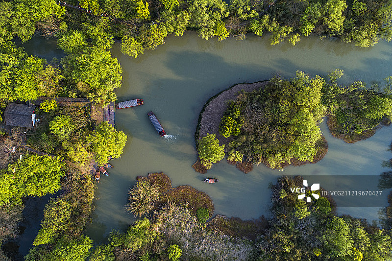 杭州 西溪湿地 航拍图片素材