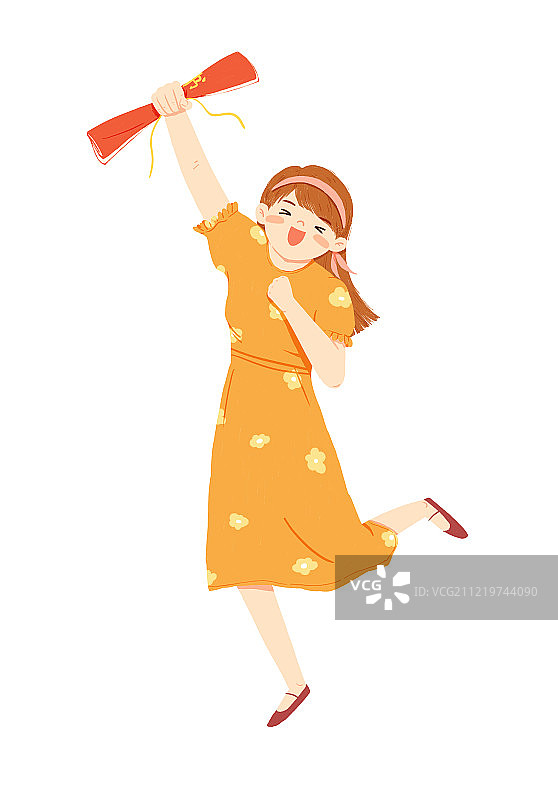 手拿通知书高兴的女生图片素材