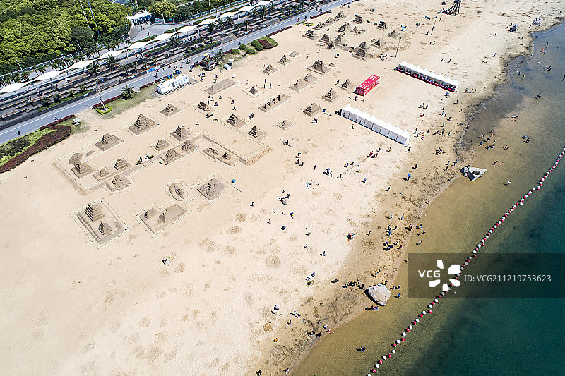 上海金山城市沙滩 航拍图片素材