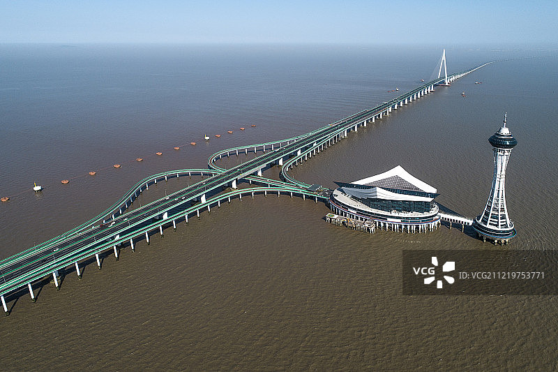 杭州湾跨海大桥 海天一洲 景区 航拍图片素材