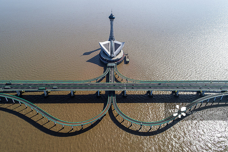 杭州湾跨海大桥 海天一洲 景区 航拍图片素材