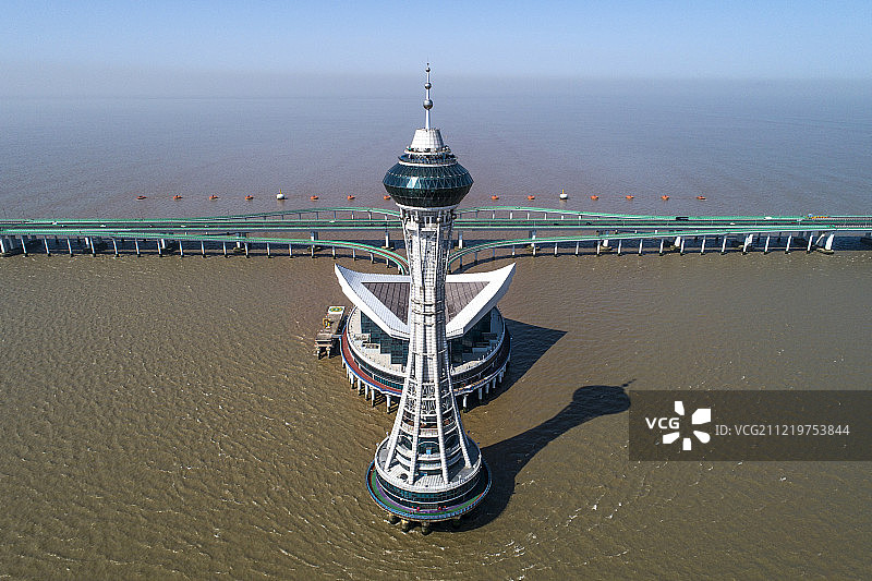 杭州湾跨海大桥 海天一洲 景区 航拍图片素材
