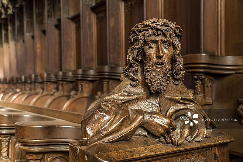 乌尔姆敏斯特雕刻半身像唱诗班席位图片素材