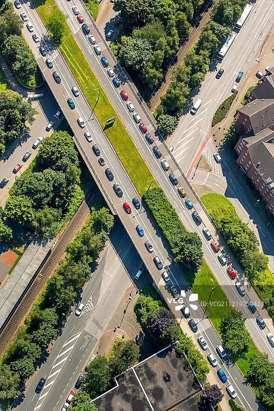 德国北莱茵-威斯特法伦州，X形交叉口地下通道航拍视角图片素材