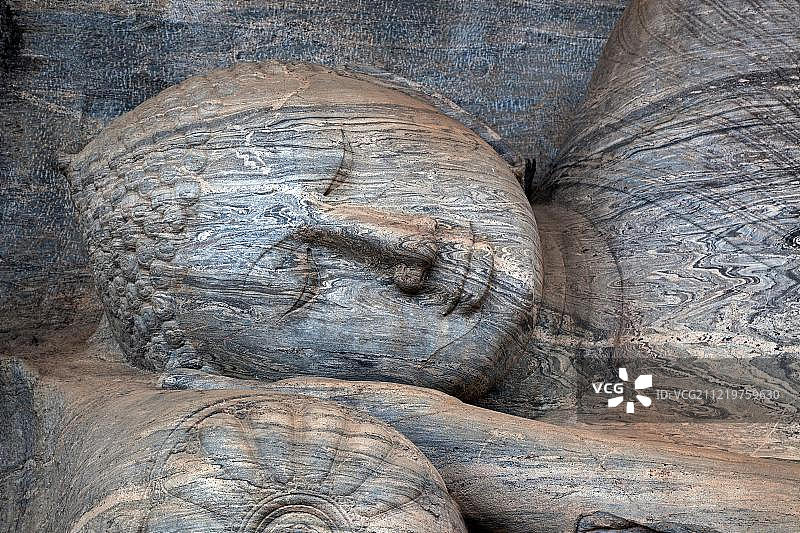 斯里兰卡波隆纳鲁瓦圣城伽尔寺卧佛图片素材