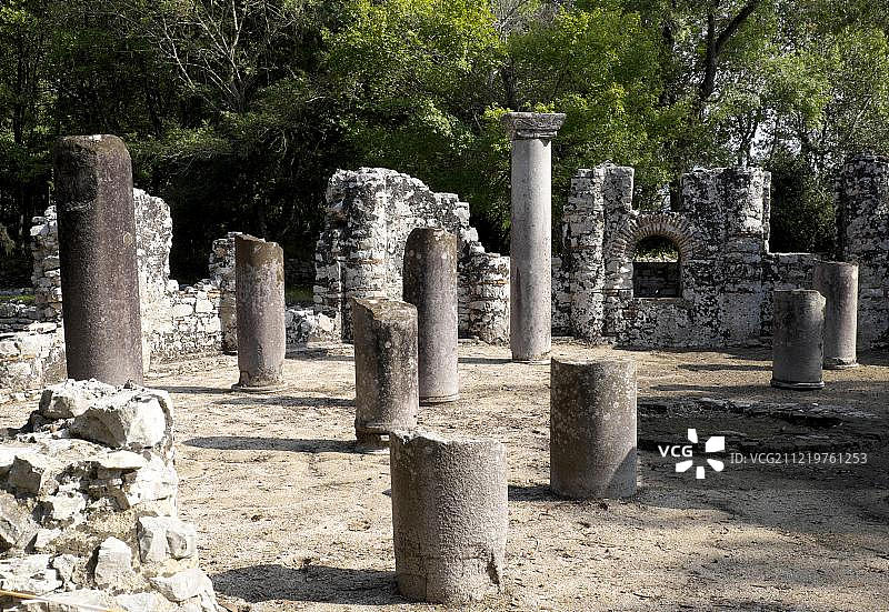 布特林特古城洗礼堂，发罗拉，阿尔巴尼亚，欧洲图片素材