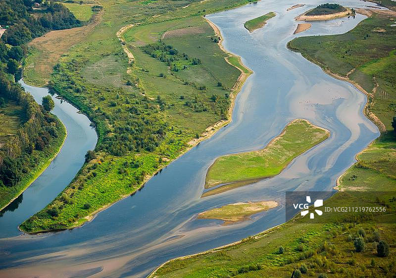 利珀河口、沙洲，韦塞尔，鲁尔，下莱茵，北莱茵-威斯特法伦，德国，欧洲图片素材