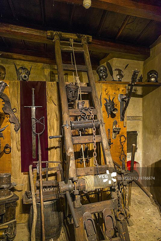 布拉格城堡的中世纪酷刑刑具图片素材