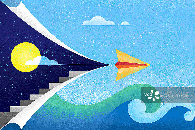 划过黑夜的纸飞机图片素材