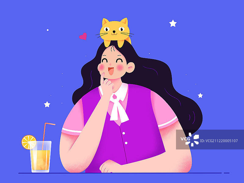 一个可爱的长发女孩开心的笑着图片素材