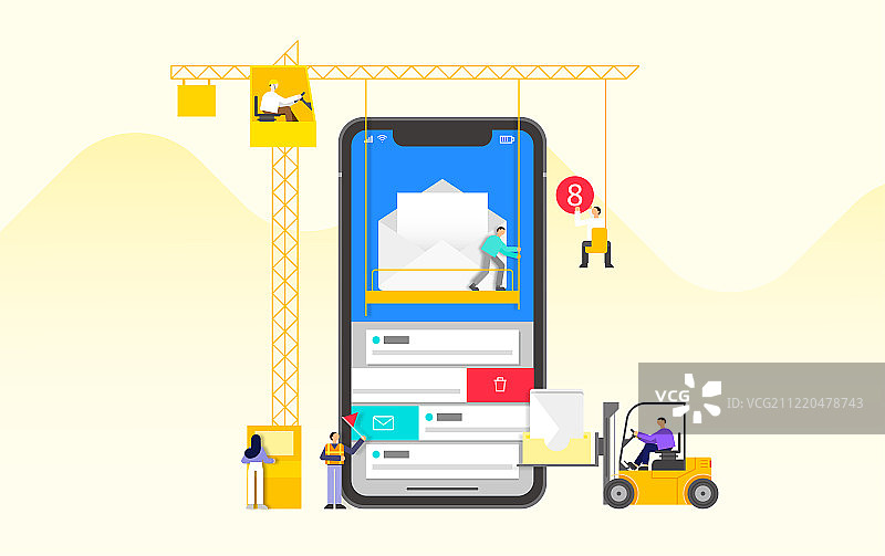 移动应用开发和设计过程概念扁平化设计插图002图片素材