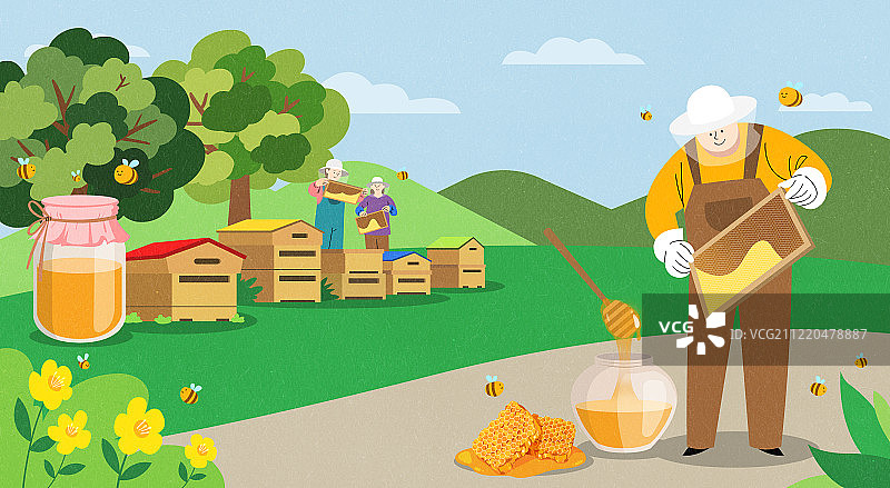 农民和渔民春季农产品插画图片素材