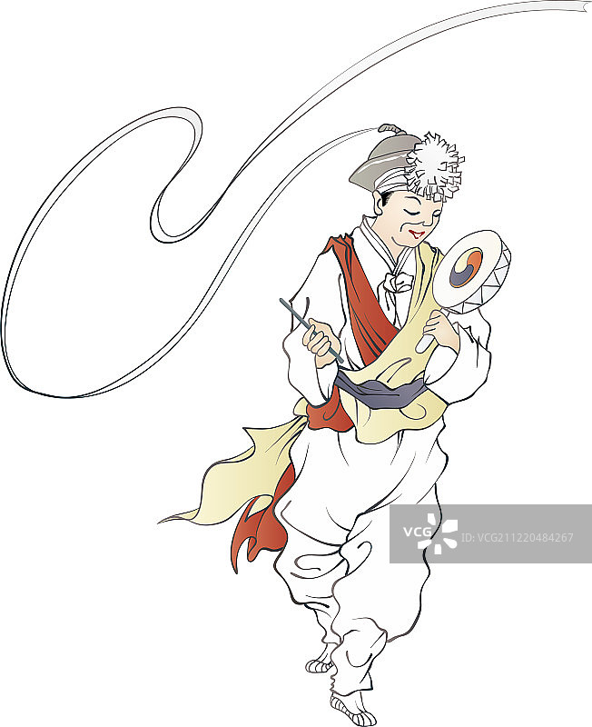 韩国民俗画中的人物插图图片素材