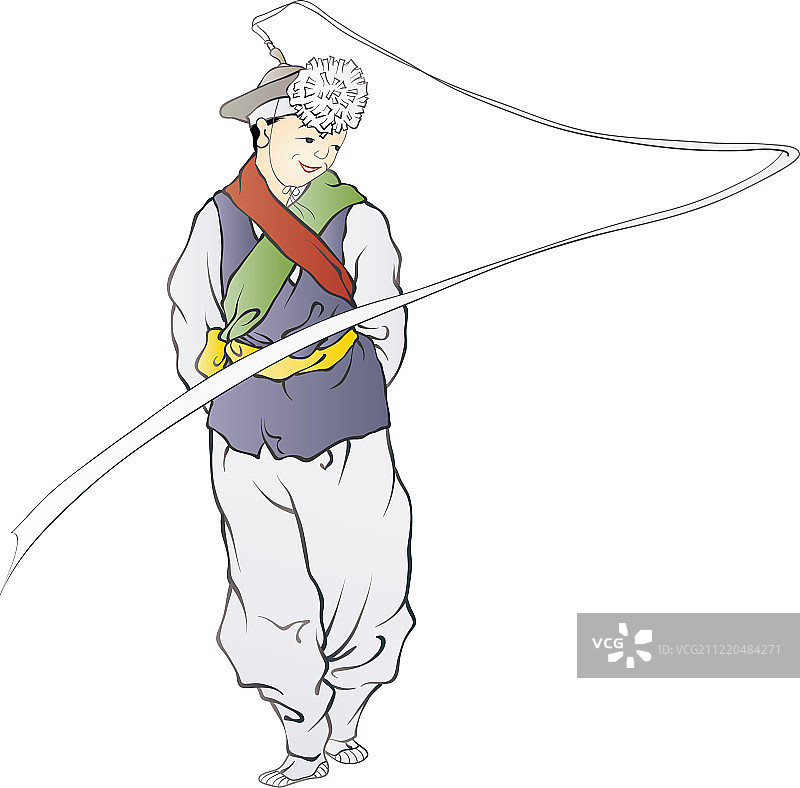 韩国民俗画人物插画图片素材