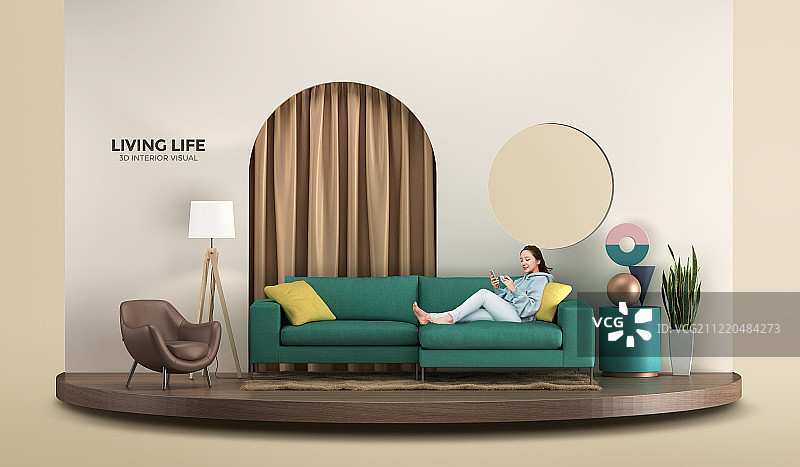 生活剪影：3D室内视觉效果003图片素材