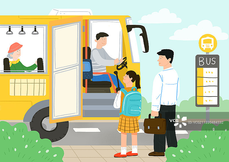 生态生活插画：节能回收，保护地球图片素材